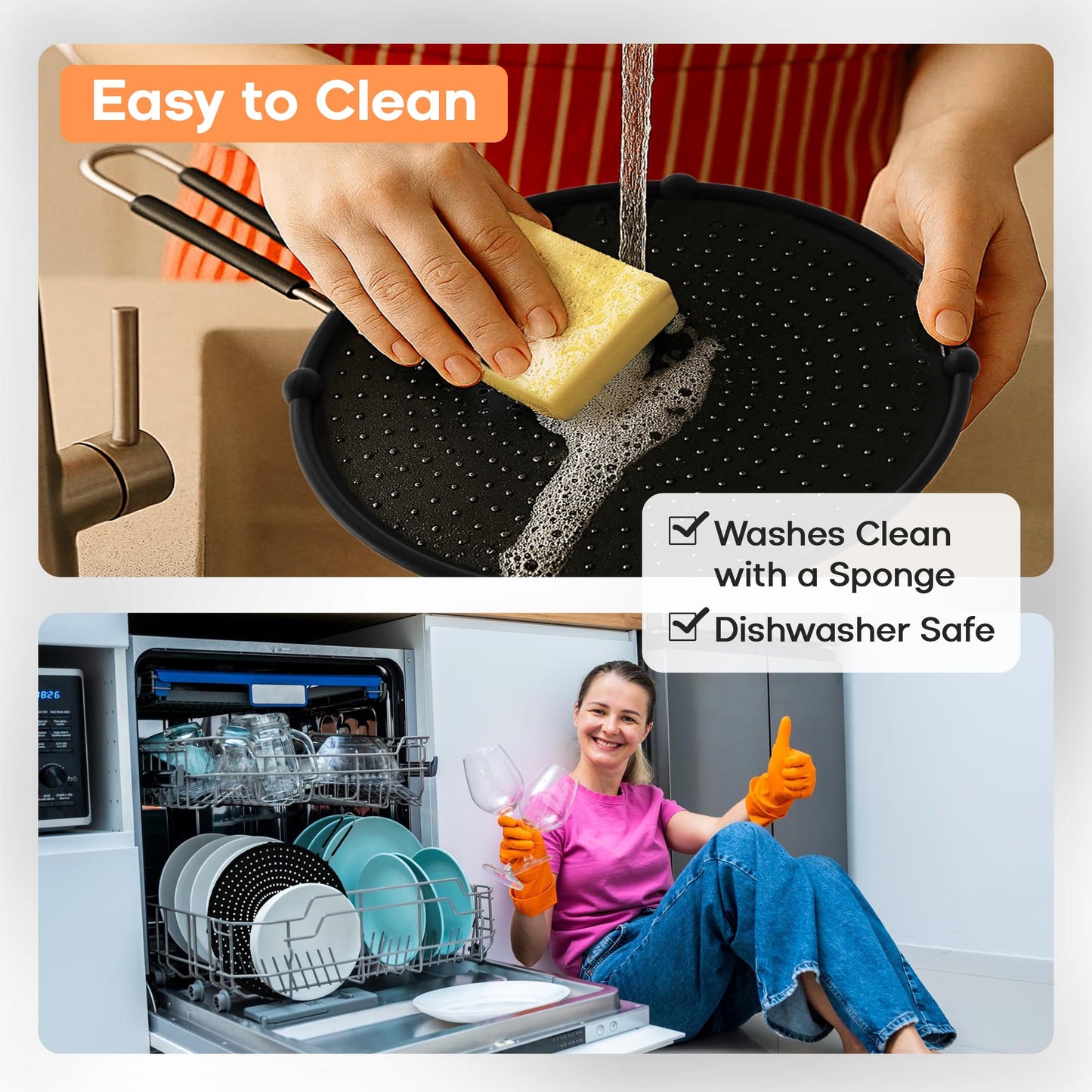 Splatter Screen for Frying Pan | USA Brand | 13-Inch Black, Fit Pans (12" to 13") Silicone Grease Splatter Guard for Frying Pan and Stove by Beckon Ware