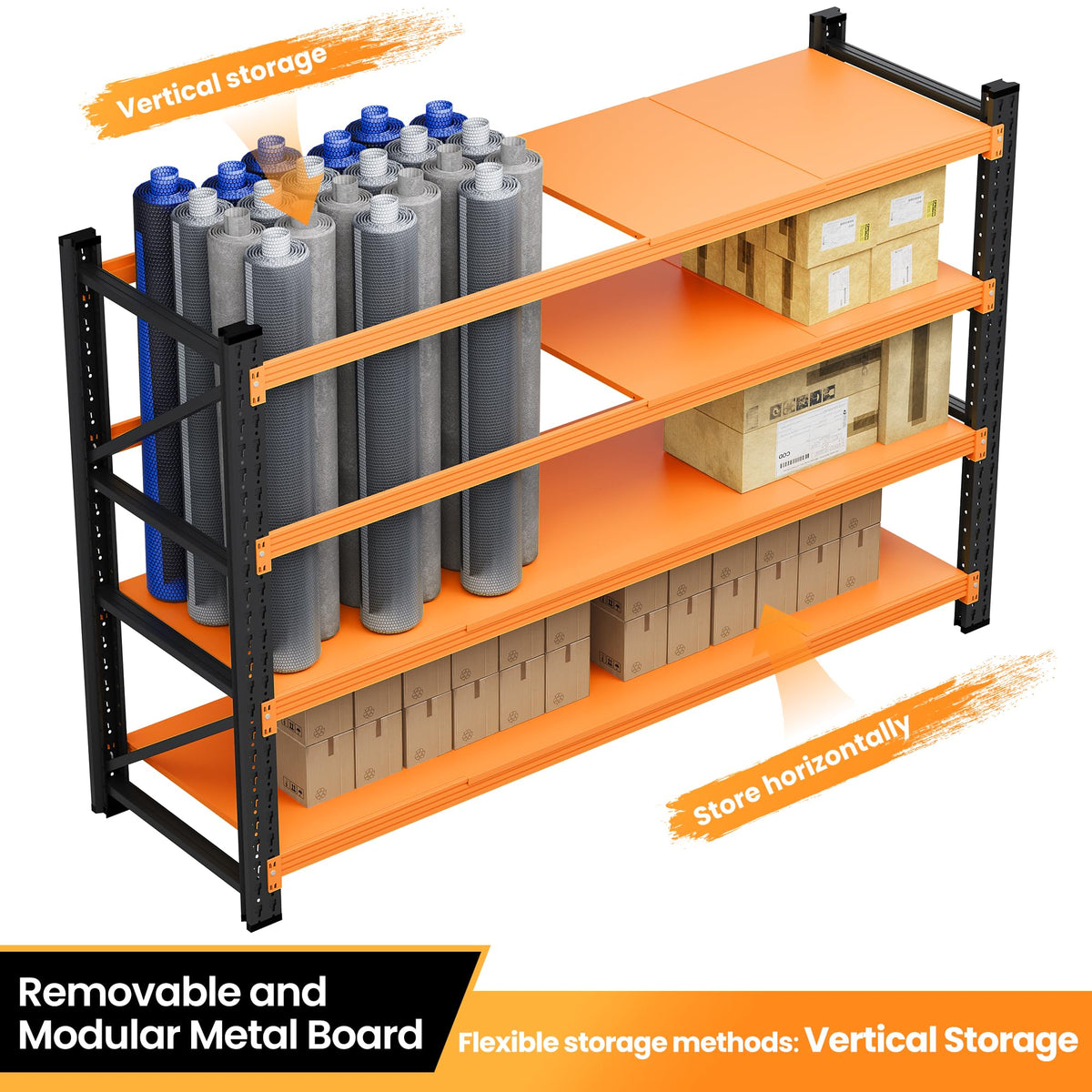 AFAIF Storage Shelves Heavy Duty, 6000LBS Metal Garage Shelving 24” Deep Storage Rack Shelf, Steel Tall Industrial Shelving, 4 Tier Adjustable Standing Shelf for Warehouse/Shop 79" W x 24" D x 79" H