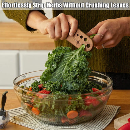 LemonRoad 2 Pcs Wooden Vegetable Leaf Separator Herb Stripper Tool Supplies with Cleaning Brush Wood Leaf Peeler Tool 7 Hole Sizes Fun Kitchen Gadget Herb Stripper Bowl Gifts for Home Cooks Chefs
