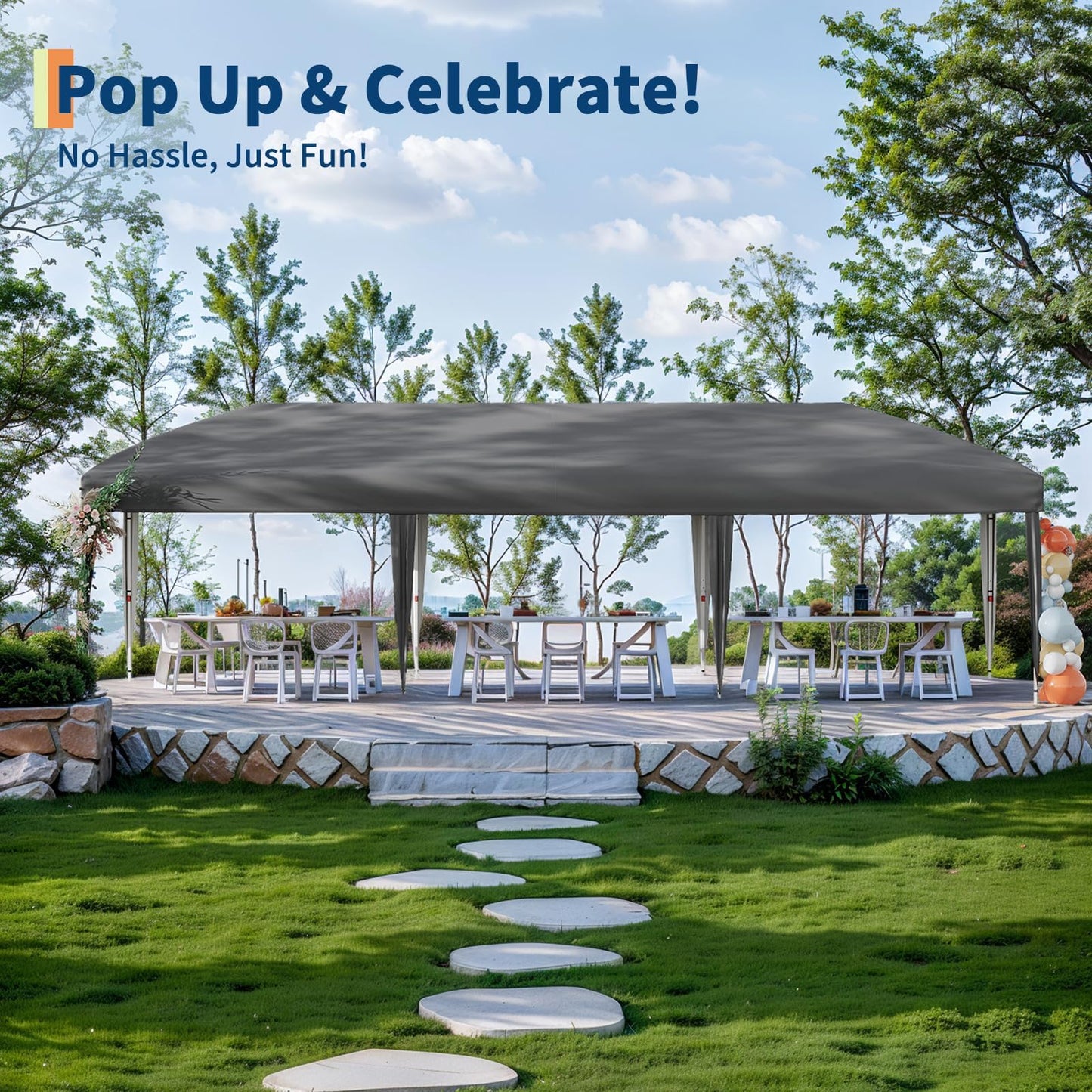 Canopy Tent, Heavy Duty Pop Up Canopy with Netting, Hexagonal Double Roof Patio Gazebo Shelter, Portable Outdoor Pergola for Backyard, 13x13 ft-Gray