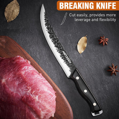 Naitesen Professional Butcher Knife Set 3, Bullnose Meat Carving knife Breaking Knife Boning Knife Hand Forged Very Sharp for Meat Cutting Home Kitchen Cooking BBQ Gifts for Men Women