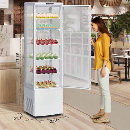 IDEALHOUSE Countertop Refrigerator, 10.9 Cu.Ft. Pastry Display Case for Bakery with LED, Frost-Free, Sliding Door, Commercial Fridge Display Case for Cafe and Restaurant, 5-Tier Design, White