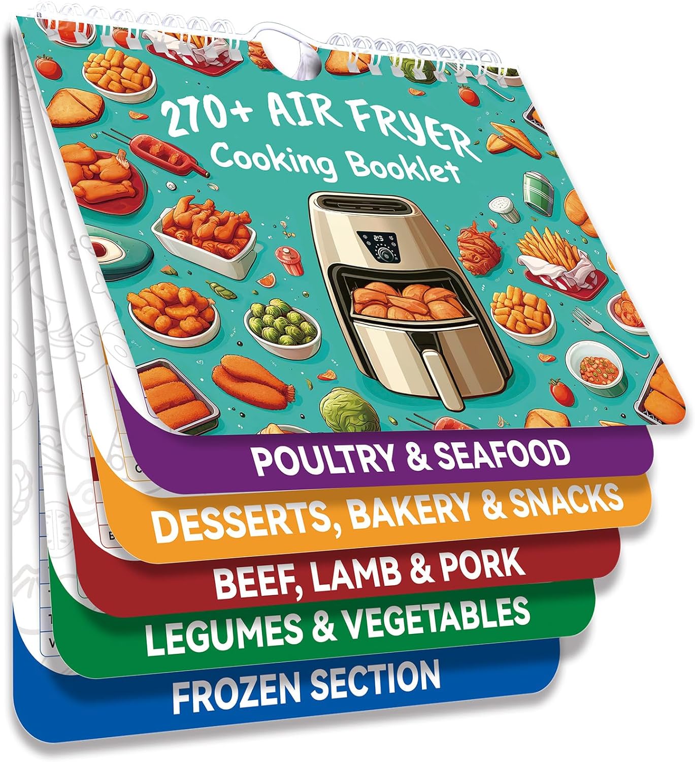 270+ Foods Air Fryer Cooking Guide Magnetic, Air Fryer Cheat Sheet Magnets Cooking Guide Booklet, Air Fryer Accessories for Air Fryer Cooking Guide Flip Chart, Air Fryer Temp and Time Chart