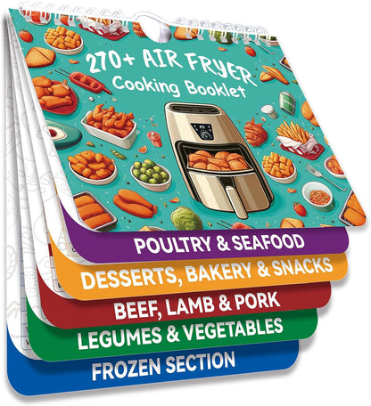 270+ Foods Air Fryer Cooking Guide Magnetic, Air Fryer Cheat Sheet Magnets Cooking Guide Booklet, Air Fryer Accessories for Air Fryer Cooking Guide Flip Chart, Air Fryer Temp and Time Chart