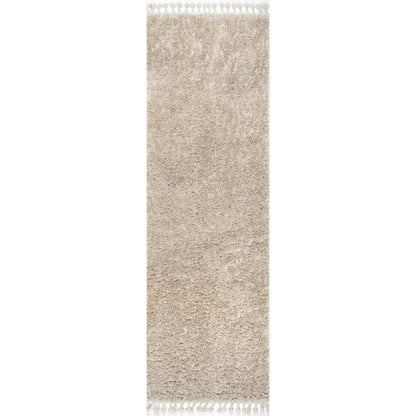 Nuloom Neva Beige/Ivory, 2'6" x 6', Modern, Shag, Tasseled, Soft and Cozy, High Traffic, Stain Resistant, Easy Clean, Durable Runner for Bedroom, Living Room, Dining Space, Den, Foyer, Entryway