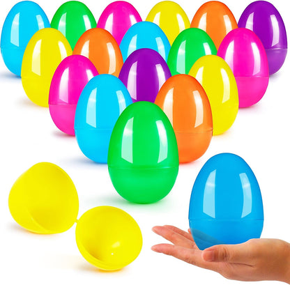 3.15" 150PCS JOYIN Easter Eggs, Large Fillable Plastic Eggs Empty Colorful Bright Eggshells with Hinge for Easter Hunt