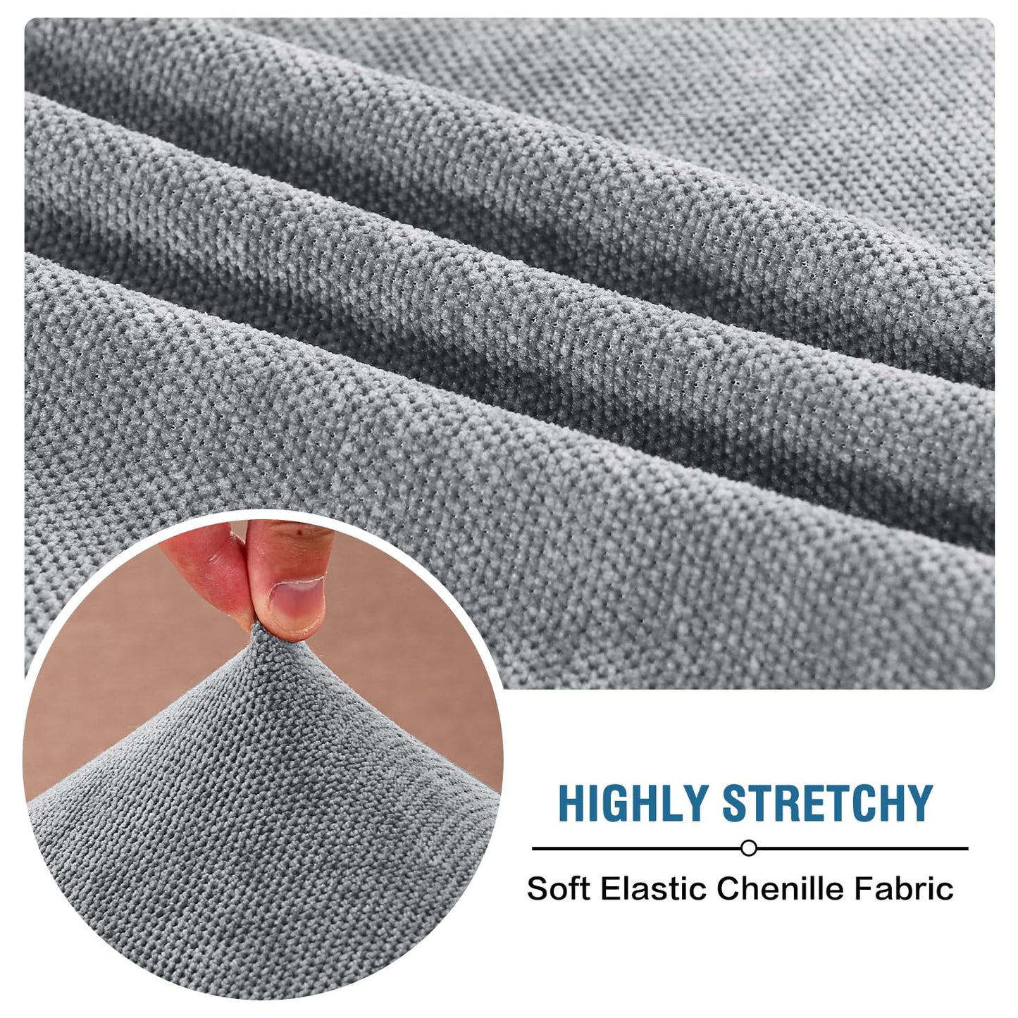 H.VERSAILTEX Sofa Cushion Covers Stretch Mixed-Color Chenille Chair Covers Armchair Chair Covers for Living Room Non Slip Chair Slipcover Elastic Bottom(1 Seater Armchair Cushion Cover,Bluish Grey)