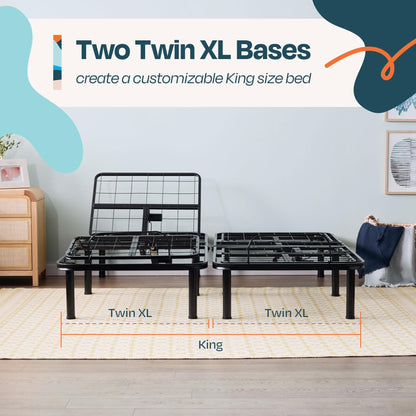 Linenspa Adjustable Bed Frame - Independent Head and Foot Incline - Powerful Quiet Motor - Easy Toolless Assembly - Lounging - Watch TV - Working - Reading - Ergonomic - Electric Bed Base - Full Size
