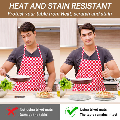 Coga 8" Trivets for Dishes, Pots and Pans, 6 Pack Heat Resistant Hot Pads, Pot Holders for Kitchen, Plate Mats for Table and Countertops, Farmhouse Decor Home Kitchen Essentials, Mix-Grey