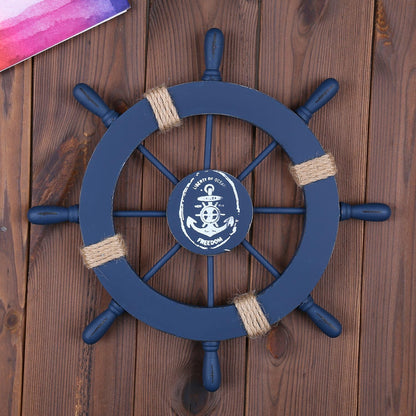 Rienar Nautical Ship Steering Wheel, 11" Diameter Wooden Beach Home Wall Décor