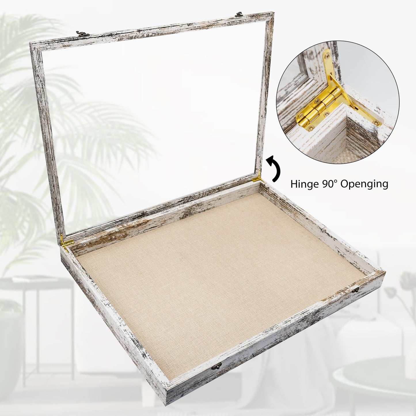 Hodeframe Shadow Box Frame 18x24, Wood Shadow Box Display Case with Glass Window Metal Lock, Memory Box for Memorabilia Awards Medals Photos Black