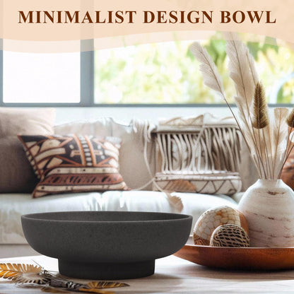 YMXYJM Large Decorative Resin Bowl, Modern Handicraft Bowls for Home Decor, Decorative Fruit Bowl for Kitchen Counter, Stylish Key Bowl for Entry Table, Artificial Stone Black