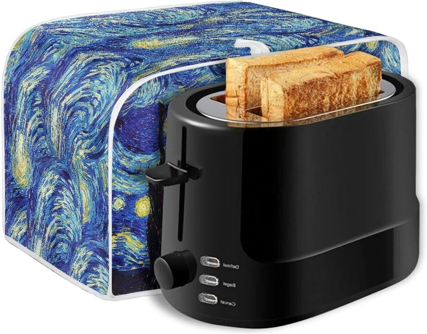 ZFRXIGN Starry Night Toaster Cover for 4 Slice Small Appliance, Washable Blue Dust Cover with Top Handle