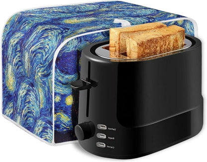 ZFRXIGN Starry Night Toaster Cover for 4 Slice Small Appliance, Washable Blue Dust Cover with Top Handle