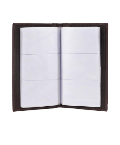 Leather Executive Business Credit Card Book Holder Professional Card Organizer -Clear Slots (Dark Brown)