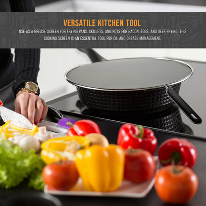 U.S. Kitchen Supply 4-Piece Stainless Steel Splatter Guard Set (13", 11.5", 10",8”) Fine Mesh Cover, Grease & Oil, Splatter Screen for Frying Pan, Cooking Pots, with Comfort Grip Handles