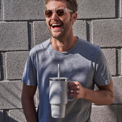 Hydro Flask Travel Tumbler with Handle, Lid and Straw - Insulated Stainless Steel in 40 Oz Trillium