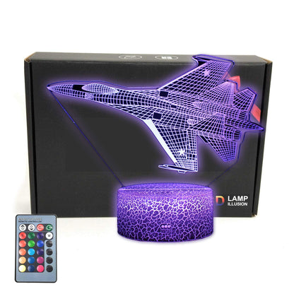 F-22 Raptor Model Fighter Jet Plane 3D Illusion Lamp Airplane Bedroom Decor Night Light Remote Gifts for Men,Kids,Boys,Girls,Fathers,Teens