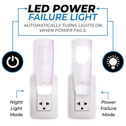Westek LED Emergency Lights for Home Power Failure, 6 Pack - 3 Function Power Failure Light, Rechargeable Flashlight and Night Light - Must-Have for Snow Storms and Blackouts - NL-PWFL