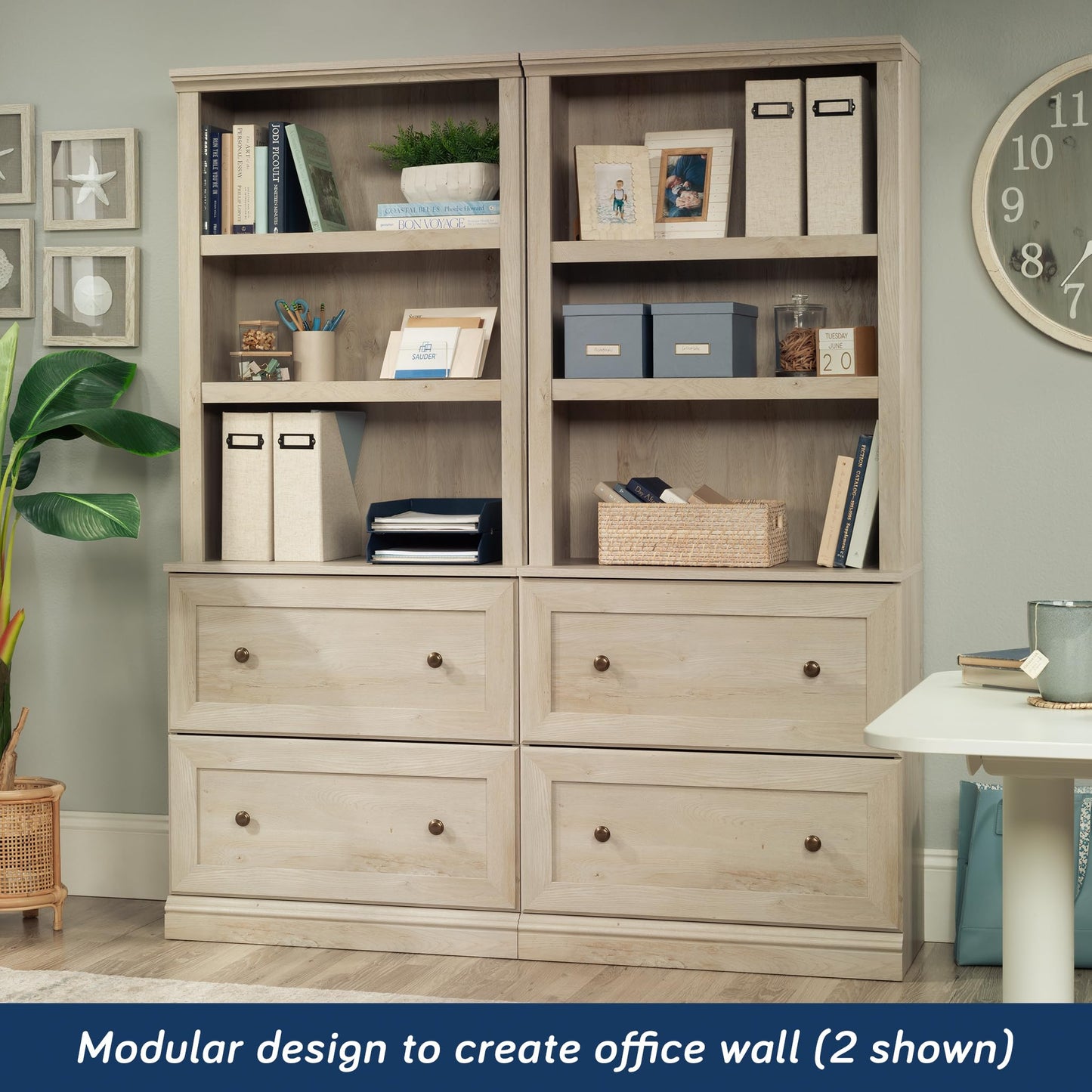 Sauder Miscellaneous Storage Library, Chalked Chestnut Finish