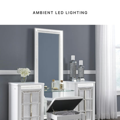 Signature Design by Ashley Chalanna Contemporary 3-Drawer Vanity, White & Clear
