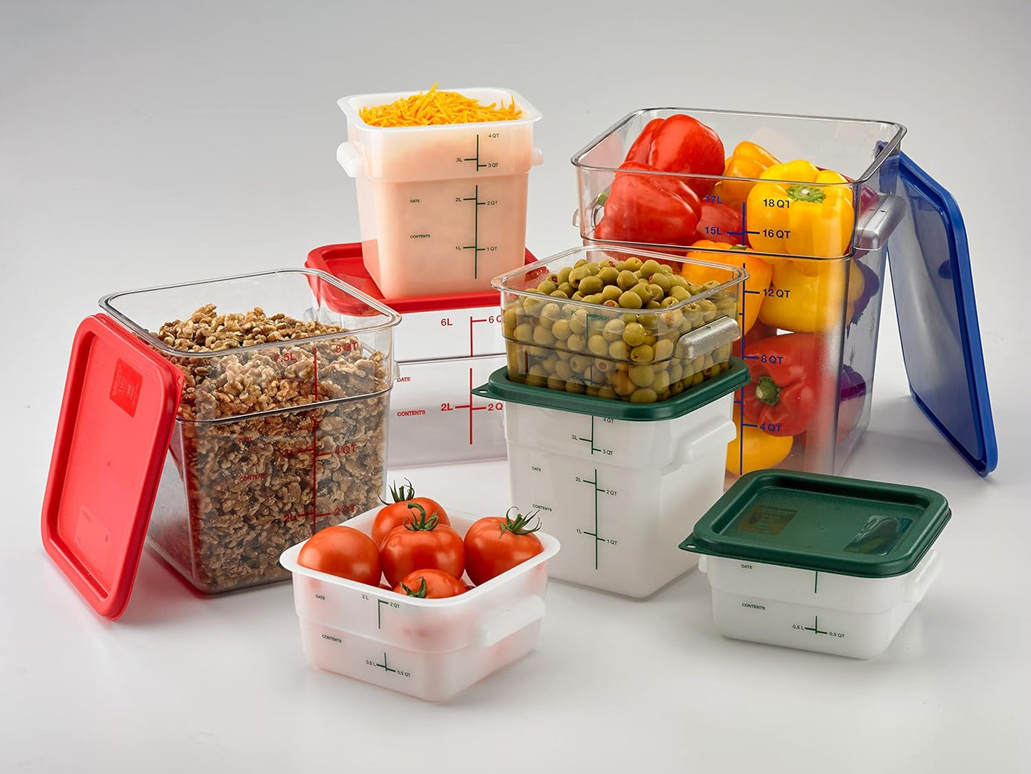 Carlisle FoodService Products Square Food Storage Container 4 Quarts White (Pack of 6) for Catering Buffets Restaurants