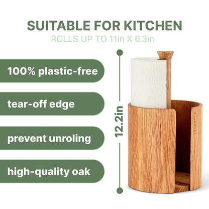 WALDWERK Design Paper Towel Holder Out of Oak Wood - Kitchen Towel Holder for All Standard Kitchen Rolls - Wooden Paper Towel Holder for Countertop - Papertowel Holder for Kitchen