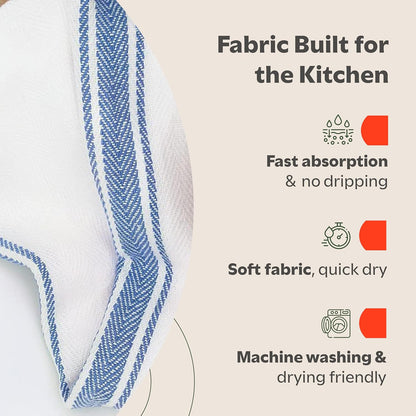 15 Pack 14" 25" 100% Zeppoli Classic Dish Towels - - by - Cotton Kitchen Towels - Reusable Bulk Cleaning Cloths - Blue