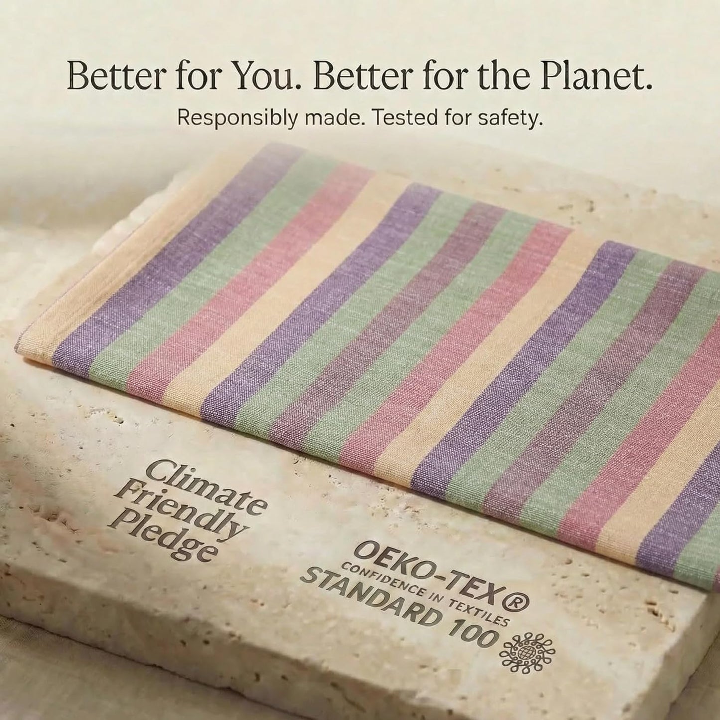 Set 6 20" X30 100% Urban Villa Kitchen Towels Harvest Stripes Dish Towels of Cotton Highly Absorbent Quick Drying Dish