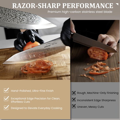 Amorston 22 Pieces Knife Set, Laser Engraved High Carbon Stainless Steel Knife Block Set, Full Tang Professional Kitchen Knife Set with Built-in Sharpener, Mothers Day Gifts for Kitchen