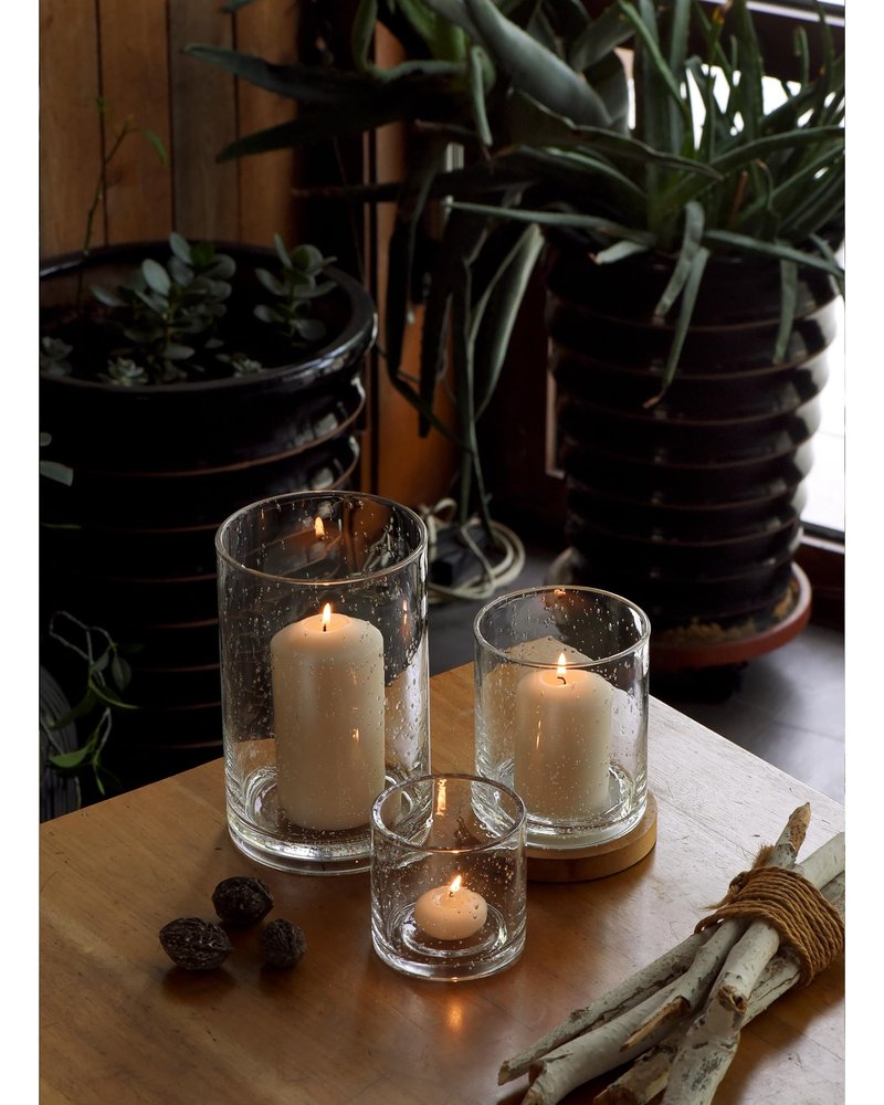 ARIAMOTION Glass Candle Holders Set, Hurricane Vase Centerpieces for Pillar Votive Flower,Clear Seeded Bubbles Cylinder Bulk, Mother's Day Birthday Gift,3 Sizes 8 Inch 5 Inch 3.5 Inch Height