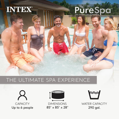 Intex PureSpa 6 Person Bubble Massage Inflatable Hot Tub Spa Set, Sahara Tan - Portable Outdoor Spa Plus Water Heater Pump, Foam Cover, Dispenser Ball