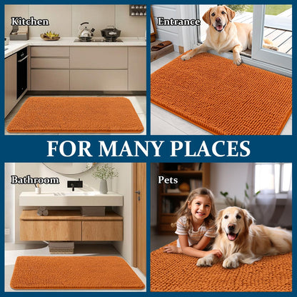 OLANLY Dog Door Mat - Absorbent Non-Slip Chenille Mat for Muddy Paws | 70x24 Inches, Quick Dry Clay Color