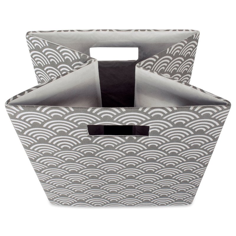 DII Collapsible Hard Sided Bin, Waves, Gray, Large