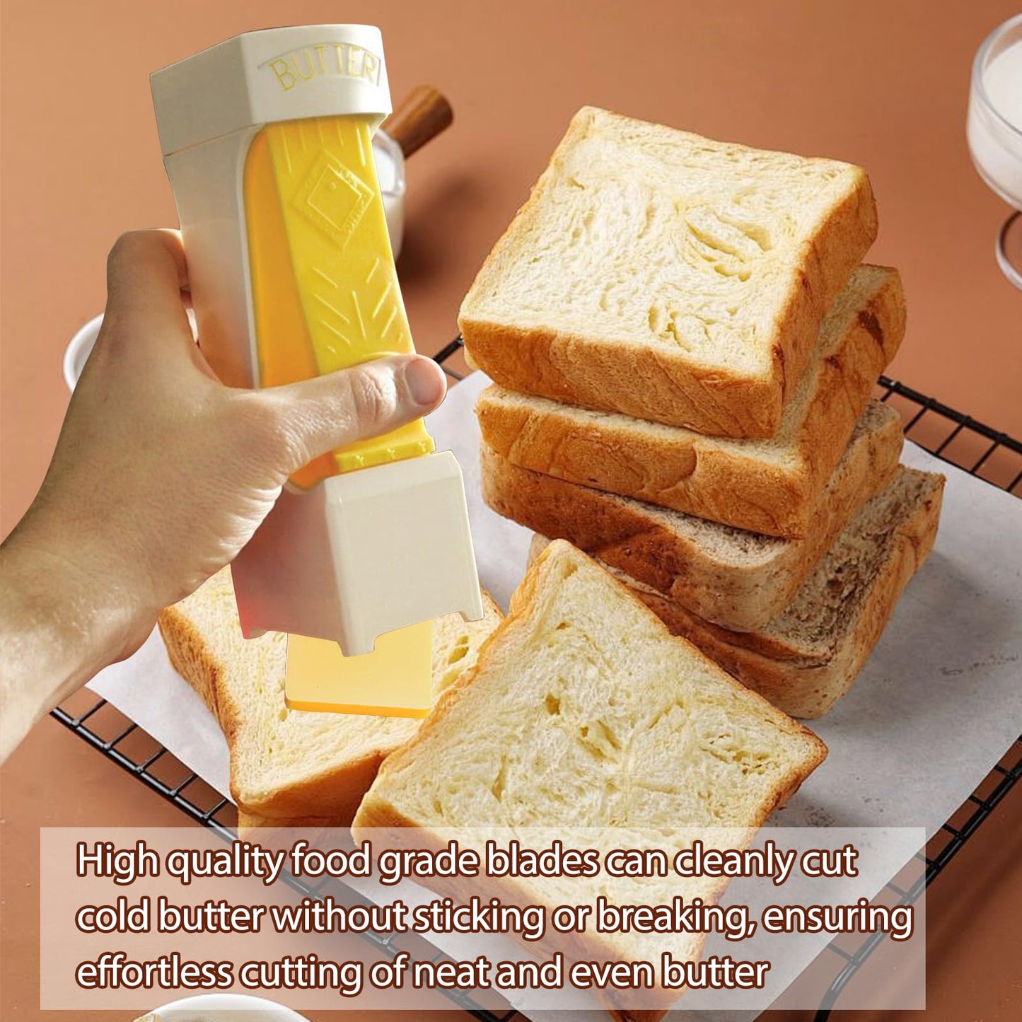 Portable One-Click Butter Cutter with Stainless Steel Blade - Effortlessly Create Perfect Slices for Breakfast, Baking, and Cooking, Butter Dispenser Sticks,Cheese Splitter