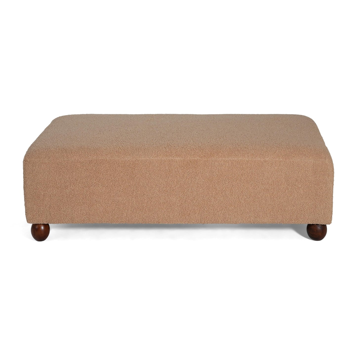 Christopher Knight Home Rika 48" Comfy Boucle Upholstered Bedroom Bench, Ottoman Bench with Rounded Wooden Legs, Spacious Seating, Long Footstool for Living Room, Entryway Bench, Tan Brown