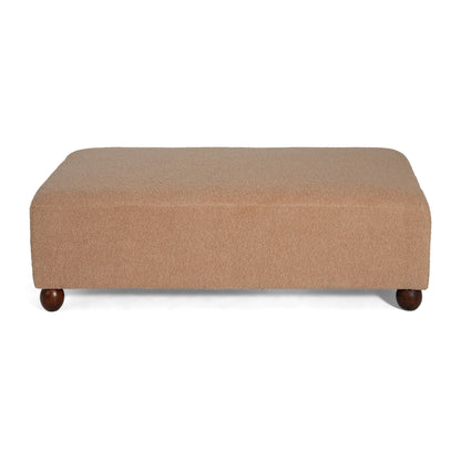 Christopher Knight Home Rika 48" Comfy Boucle Upholstered Bedroom Bench, Ottoman Bench with Rounded Wooden Legs, Spacious Seating, Long Footstool for Living Room, Entryway Bench, Tan Brown