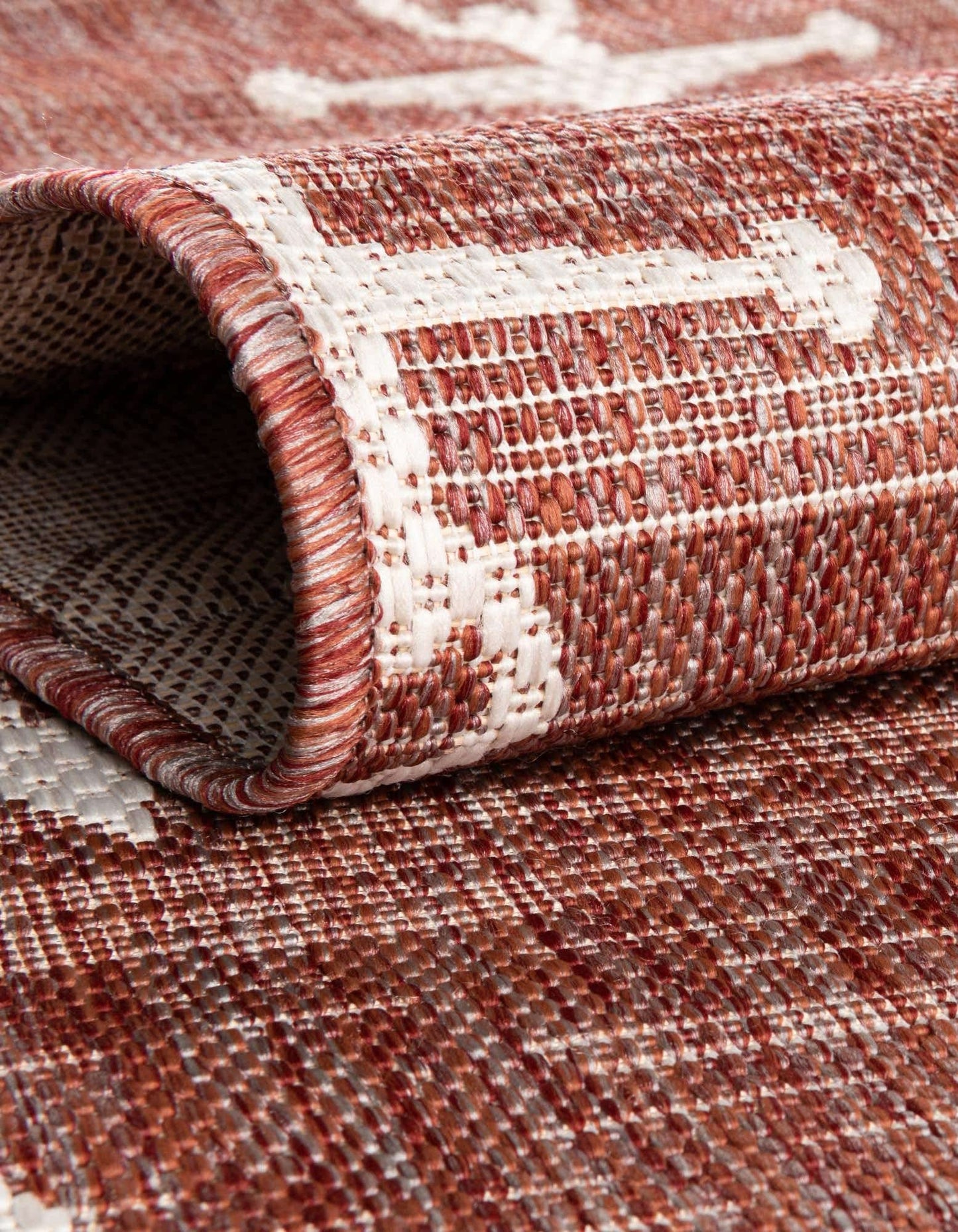 Unique Loom Outdoor Coastal Collection Area Rug - Ahoy (10' x 13' 1" Rectangle, Rust Red/ Ivory)