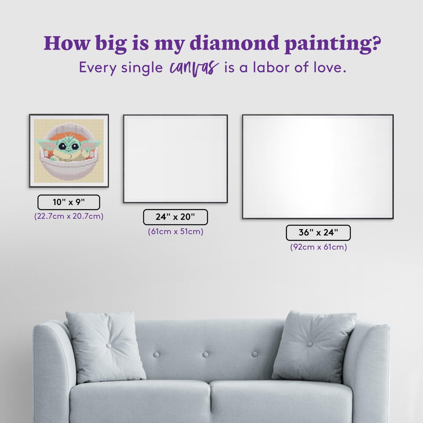 DIAMOND ART CLUB Grogu's Hover-Pram Diamond Painting Kit, Fun DIY Crafts for Adults, Square Diamond Art Canvas, 10" x 9"