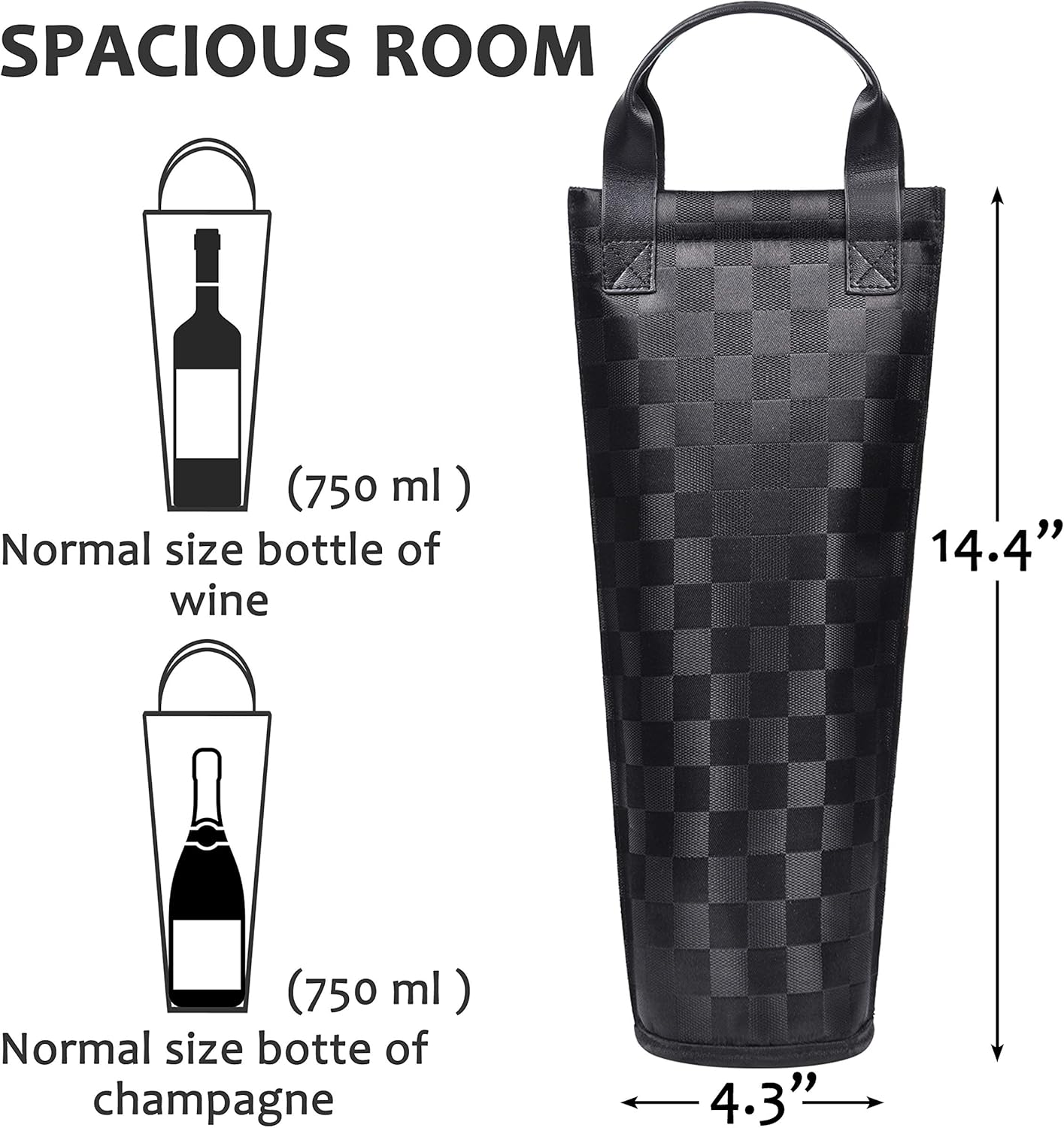 Tirrinia Single Wine Gift Tote Bag, Insulated Padded Thermal Wine Bottle Carrying Cooler for Travel, Picnic, Black