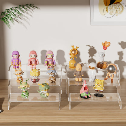 Aminigram Large Acrylic Display Risers, 2 Set - 6 Pack (12”L~11.6”L~11.2”L) Collectibles Display Shelf, Acrylic Risers Display Stands for Show Figures, Cupcake, Perfume, Jewelry, Toys