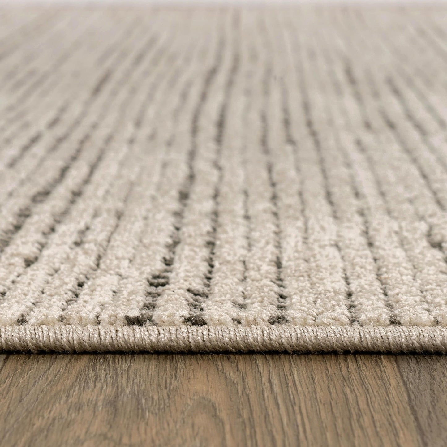 Rugshop Textured High-Low Indoor Area Rug, Neutral Stripe Design, Jute Backing, Living Room Bedroom Kitchen Rug, Easy-Care Spot Clean, 7'10" x 10' Beige/Gray