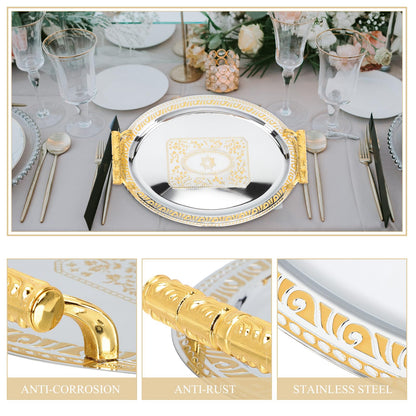 Serving Tray with Golden Handles Modern Elegant Platter Tea Tray for Coffee Table Living Room Bedroom for Food Drinks Storage and Display