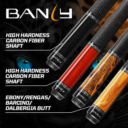 Banly Carbon Fiber Pool Cue Stick 12.5mm Time Crystal Tip, Low Deflection Pool Cue Professional Billiard Cue Sticks with Ebony Wood Butt Gift Box
