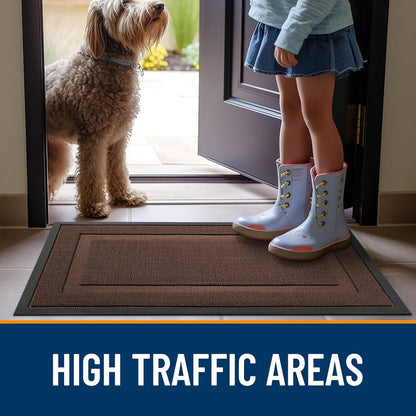 OLANLY Waterproof Front Door Mat - All-Season Indoor/Outdoor Doormat, Easy Clean, 47x23, Chocolate Brown