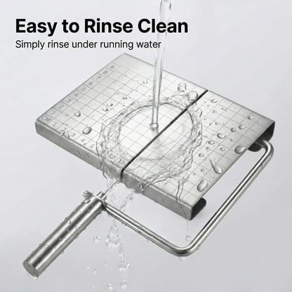 Cheese Slicer Board with Wire, Stainless Steel Cheese Cutter with Measuring Grid, Adjustable Thickness for Cheese & Butter, Includes 5 Replacement Wires