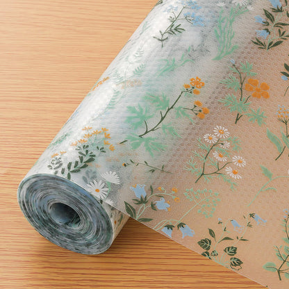INNOLITES Shelf Liners for Kitchen Cabinets – Drawer Liner Waterproof & Oil-Proof, Non-Adhesive EVA with Floral Pattern – Durable Washable, Easy to Cut (Sage Green, 17.5" x 78.7")