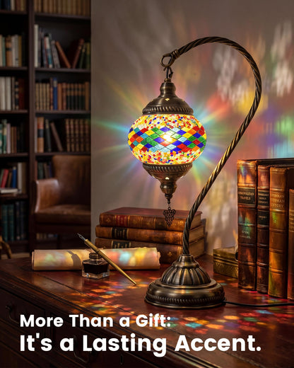 LOZNDA DIY Turkish Mosaic Lamp Kit, Bedside Turkish Lamp Bohemian Moroccan Unique Gift Idea, Mosaic Art & Craft Project Kits for Adults & Teens for Living Room (Prism Aura)
