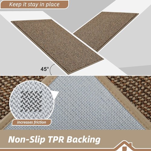 BEQHAUSE Dirt Trapper Door Mat - Non-Slip, Washable, Absorbent 32" x 72" Beige Entrance Mat