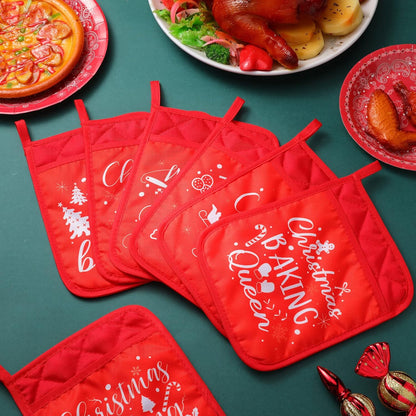 WILLBOND 12 Pieces Christmas Pot Holders, Funny Heat Resistant Oven Mitts for Baking Cooking (Christmas)